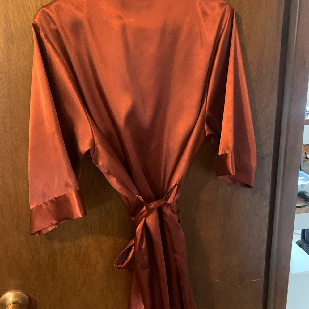 Elegant Rust Satin Robe - Picture 2 of 3